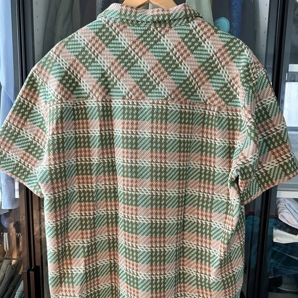 Drôle de Monsieur Green and Orange Plaid Men's Shirt - Picture 2 of 5